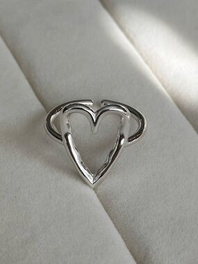 Open Heart Sterling Silver Ring - Minimalist